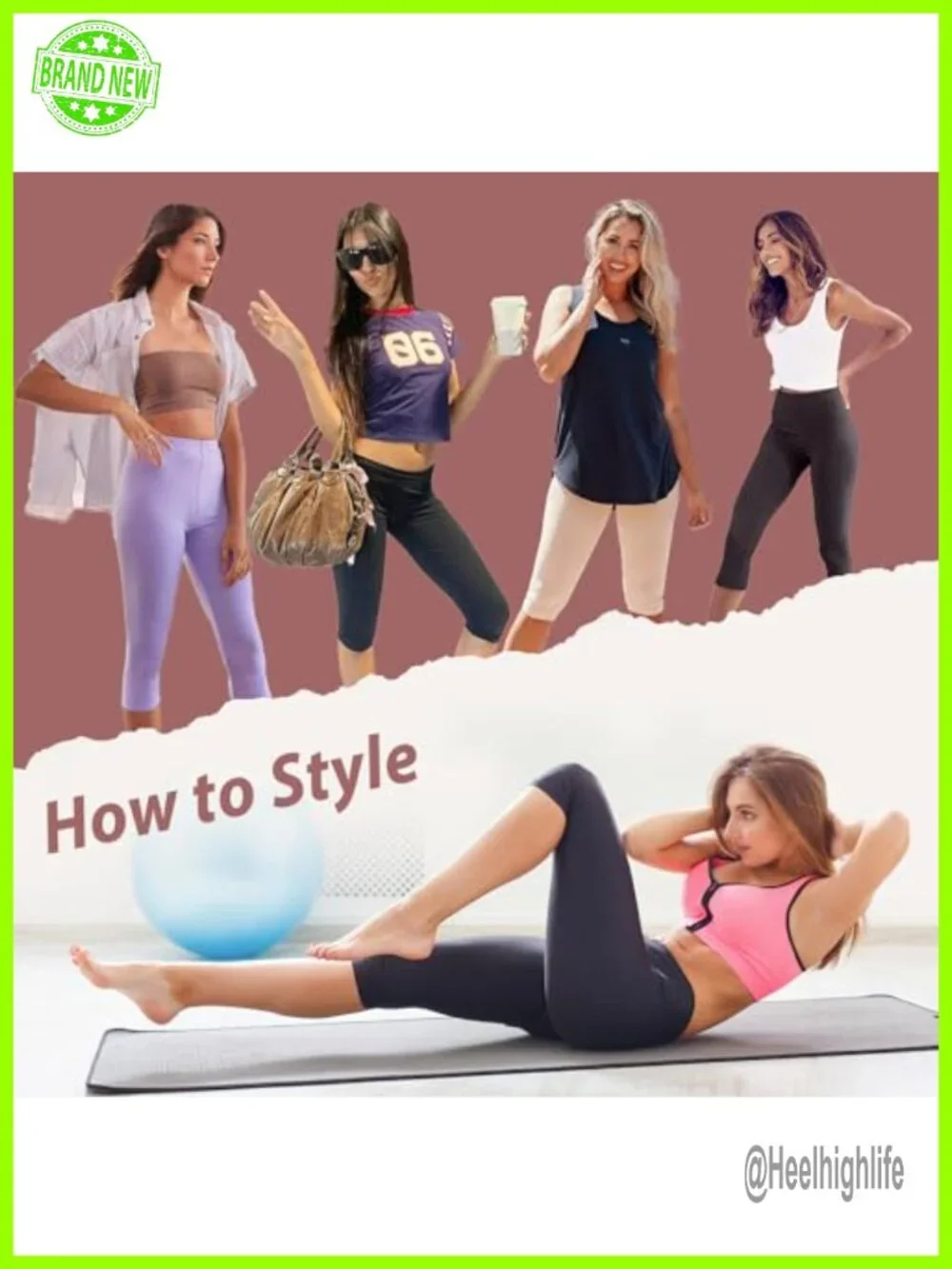 3 Pack High Waisted Knee Length Capri Leggings with Pockets Tummy Control